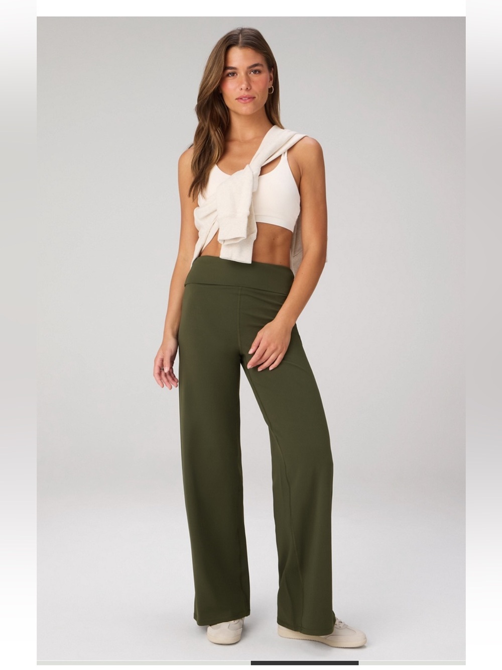 Fabletics Dark Olive Foldover Straight Leg Pant